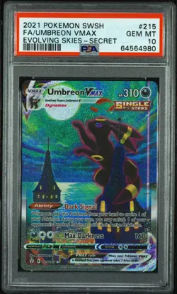 2021 Pokemon Evolving Skies Umbreon Vmax #215 GEM MT 10 Alternate Art Secret - Image 1