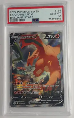 Charizard V 154 Pokemon Sword & Shield Brilliant Stars Alt Art PSA 10 Gem Mint - Image 1