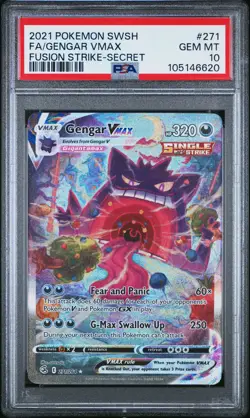 2021 Pokemon Fusion Strike Gengar Vmax Full Art #271 GM MT PSA 10 Secret Alt Art - Image 1