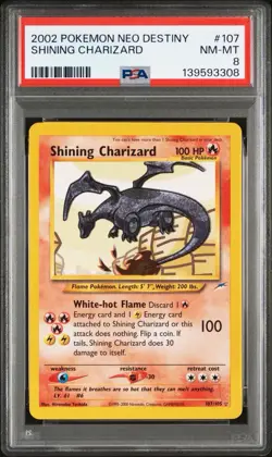 Pokemon Neo Destiny Shining Charizard Holo Secret Rare 107/105 PSA 8 - Image 1