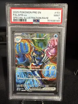 Pokemon Prismatic Evolutions 151/131 Palafin EX Special Illustration Rare PSA 9 - Image 1
