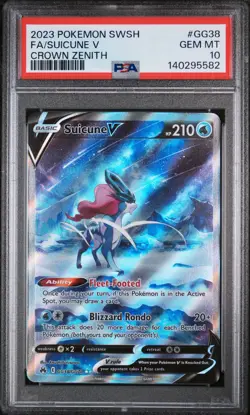 2023 Pokemon Crown Zenith Suicune V Full Art #GG38 GM MT PSA 10 Galarian Gallery - Image 1