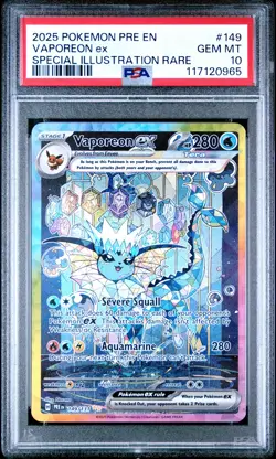 2025 Pokemon Prismatic Evolutions Vaporeon Ex #149 GMT PSA 10 Special Illus Rare - Image 1
