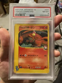 Pokemon Lance's Charizard Japanese VS 1st Edition 097/141 PSA 8 2001 - Image 1