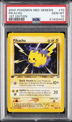 2000 POKEMON NEO GENESIS 1ST ED #70 PIKACHU PSA 10 - Image 1