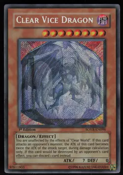 Clear Vice Dragon SOVR-EN098 Secret Rare Stardust Overdrive 1st Edition Yu-Gi-Oh - Image 1