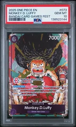 Monkey D. Luffy PSA10 2025 One Piece Promos Bandai Card Games Fest #073 - Image 1