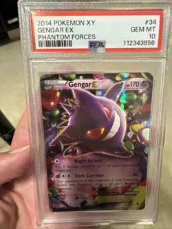 2014 POKEMON XY PHANTOM FORCES #34 GENGAR EX PSA 10 English Gem Mint - Image 1