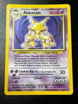 Alakazam 1/102 - Base Set Unlimited Holo Rare Pokemon Card Vintage MP - Image 1