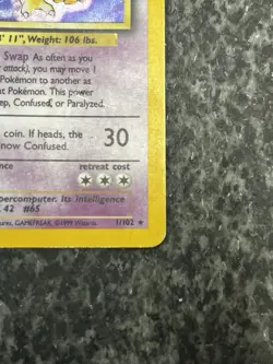 Alakazam 1/102 - Base Set Unlimited Holo Rare Pokemon Card Vintage MP - Image 4