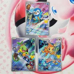 Piplup 042 + Chimchar 041 + Turtwig 040 - First Partner Pokemon Cards - #L64 - Image 1