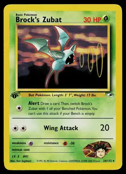 Pokemon Card - Brock's Zubat Gym Heroes 24/132 Rare 1st Edition - Image 1