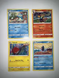 Tomokazu Komiya lot Simisear Voltorb Pyukumuku & Croconaw Pokemon Cards - Image 1