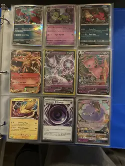 Pokemon Binder Lot 100 Cards Holo Rare V GX Charizard Mewtwo Mew Zapdos + Binder - Image 1