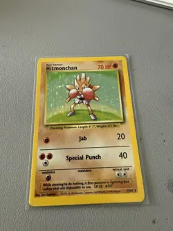 Hitmonchan 7/102 Base Set Rare Holo Pokemon Card WOTC 1999 - LP - Image 1