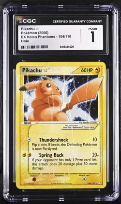 CGC 1 Pikachu GOLD STAR 2006 EX Holon Phantoms 104/110 Holo Graded Pokemon Card - Image 1