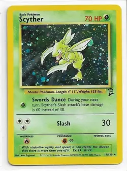 Base Set 2 Scyther Holo Foil Pokemon TCG Card # 17/130 NM-MT Never Played With - Image 1
