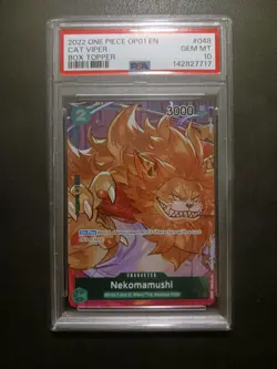 One Piece Card Game TCG Nekomamushi OP01-048 Alt Art Pre-Errata Box Topper PSA10 - Image 1