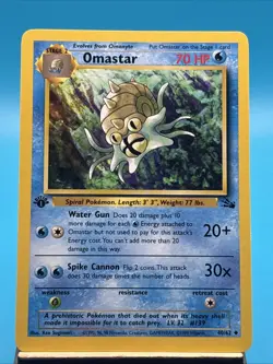 Pokemon Cards: 1st Edition Fossil Uncommon: Omastar 40/62 - LP - Image 1