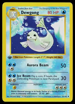 Pokemon Card - Dewgong Base Set (Shadowless) 25/102 Uncommon 1st Edition - Image 1