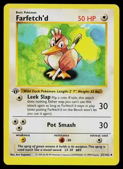 Pokemon Card - Farfetch'd Base Set Shadowless 27/102 1st Edition Uncommon - Image 1