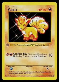 Pokemon Card - Vulpix Base Set Shadowless 68/102 1st Edition Common - Image 1