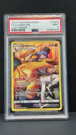 2022 POKEMON SWORD & SHIELD LOST ORIGIN #TG03 FULL ART/CHARIZARD PSA 9 - Image 1