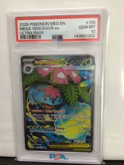 2025 POKEMON MEG EN MEGA VENUSAUR EX ULTRA RARE #155 PSA 10 - Image 1