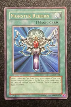 Yugioh Monster Reborn Unlimited Edition Ultra Rare LOB-118 MP - Image 1