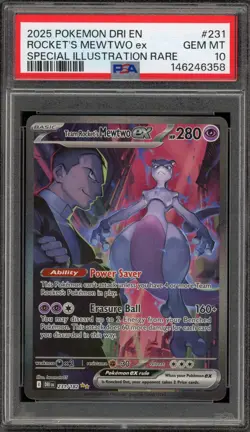 Pokemon Team Rocket's Mewtwo ex Destined Rivals SIR #231 PSA 10 Gem Mint - Image 1