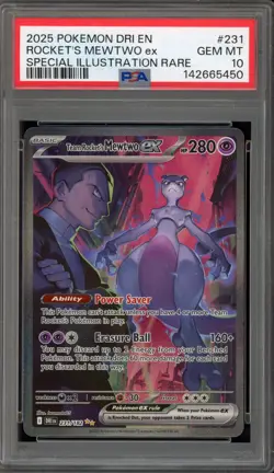 Pokemon Team Rocket's Mewtwo ex Destined Rivals SIR #231 PSA 10 Gem Mint - Image 1
