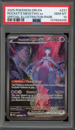 Pokemon Team Rocket's Mewtwo ex Destined Rivals SIR #231 PSA 10 Gem Mint - Image 1