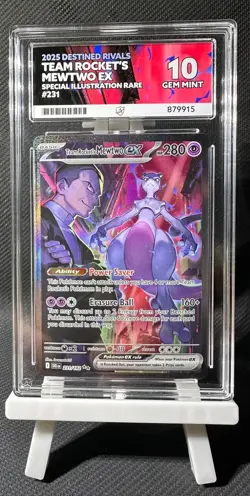 Team Rocket's Mewtwo ex 231/182 SIR Pokemon Card Destined Rivals GEM MINT ACE 10 - Image 1