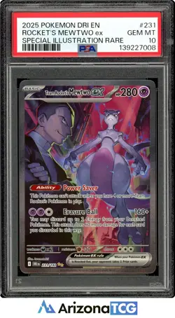 Pokemon 2025 Team Rocket's Mewtwo ex 231/182 SIR Destined Rivals GEM MINT PSA 10 - Image 1