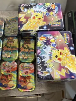 Pokemon 2 Pikachu Lunchbox’s + 17 Tins Empty Lot Bundle Storage Collection New - Image 4