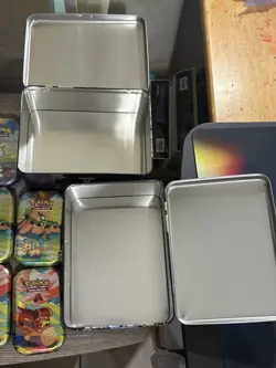 Pokemon 2 Pikachu Lunchbox’s + 17 Tins Empty Lot Bundle Storage Collection New - Image 5