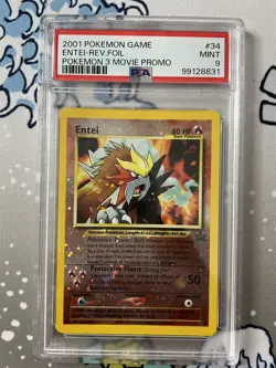 2001 POKEMON GAME MOVIE POKEMON 3 MOVIE PROMO #34 ENTEI-REVERSE FOIL PSA 9 - Image 1