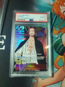 2022 ONE PIECE OP01-ROMANCE DAWN ALTERNATE ART #120 SHANKS PSA 10 - Image 1