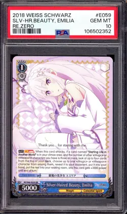 2018 Weiss Schwarz Re Zero Silver-Haired Beauty, Emilia #E059 PSA 10 GEM MINT - Image 1