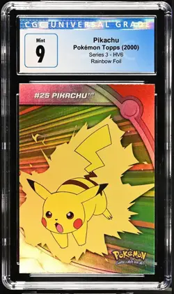 CGC 9 Pikachu 2000 Series 3 Topps HV6 Rainbow Foil Pokemon Card - Image 1
