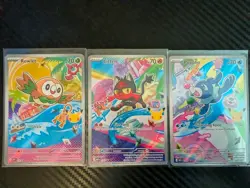 First Partner Illustration series promo 3 cards Rowlet, Litten, Popplio - Image 1