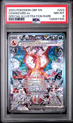 2023 POKEMON OBF EN-OBSIDIAN FLAMES SPECIAL ILLUSTRATION RARE CHARIZARD EX PSA 8 - Image 1