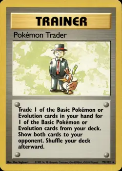POKEMON TRADER 77/102 RARE BASE SET UNLIMITED POKEMON LP - Image 1