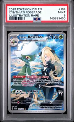 2025 POKEMON DRI EN-DESTINED RIVALS ILLUSTRATION RARE CYNTHIA'S ROSERADE PSA 9 - Image 1