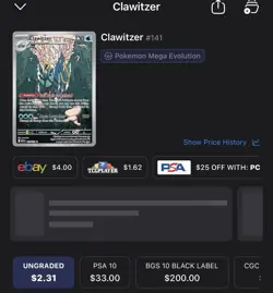 Pokemon Clawitzer 141/132 Me01: Mega Evolution Illustration Rare Full Art Holo - Image 3
