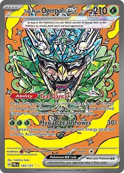 Teal Mask Ogerpon ex Illustration Rare - Pokemon Prismatic Evolutions 145/131 - Image 1