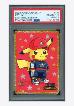 Pokemon PSA 10 AUTO 9 Lightning Energy Holo Pikachu Keyun 2023 #LIG CLL JPN - Image 1