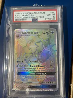 2017 Pokemon Crimson Invasion Gyarados FA 112/111 Secret Rainbow Rare PSA 10 - Image 1