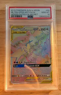 Pokemon Moltres Zapdos Articuno Rainbow Hyper Rare Hidden Fates #69 PSA 10 GM - Image 1