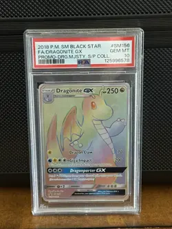 2018 POKEMON SM BLACK STAR PROMO #SM156 FULL ART/DRAGONITE GX PSA 10 - Image 1
